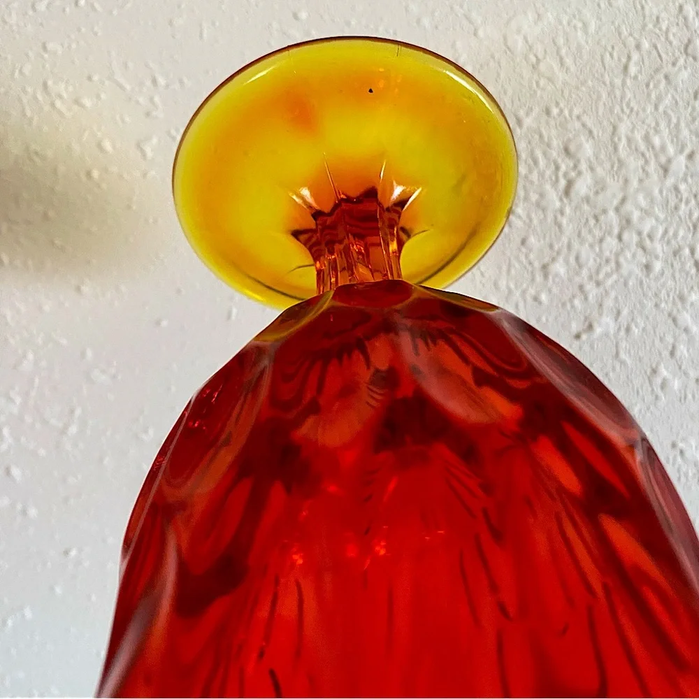 vtg Fenton Amberina Glass Handkerchief Vase